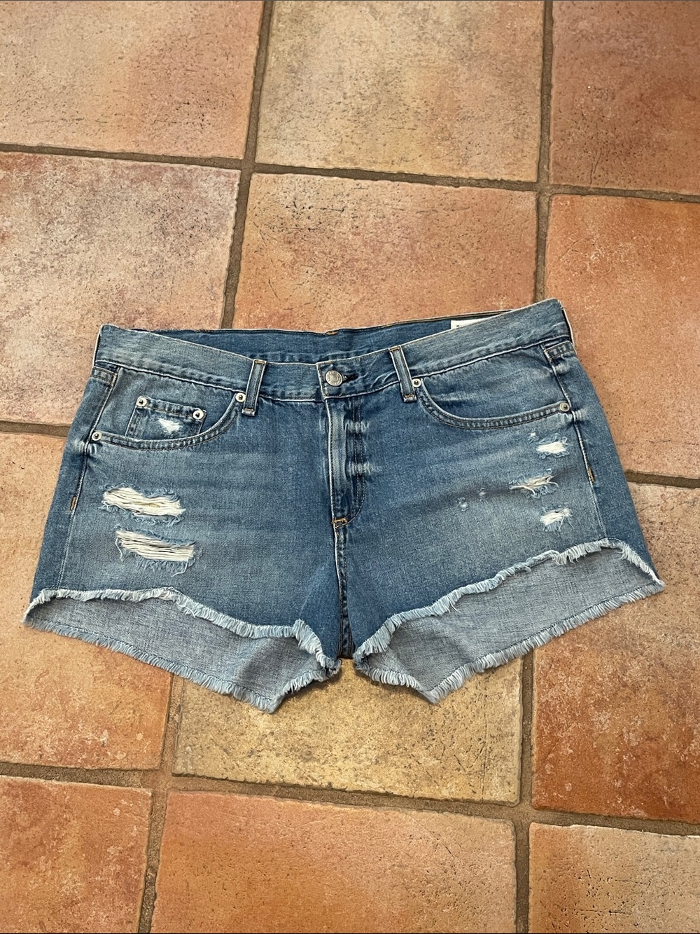 rag & bone Distressed Light Blue Frayed Hem Denim Shorts size 30